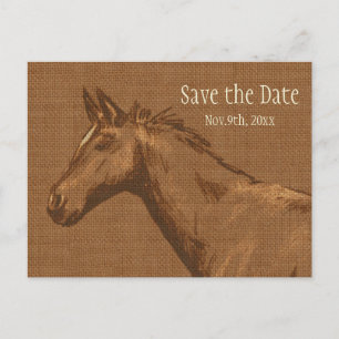 Entzückende Rustikale Pferd Save the Date Postkart Ankündigungspostkarte