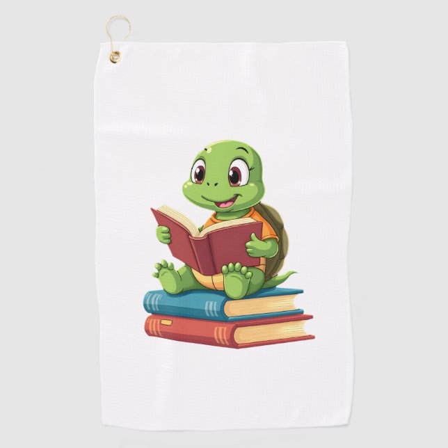 Entzückende Schildkröte liest Bücher (2) Golfhandtuch (Vorderseite)