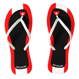 Entzückende Schweizer Flaggenfarben Patriotisch Flip Flops