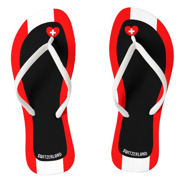 Entzückende Schweizer Flaggenfarben Patriotisch Flip Flops (Fußbett)