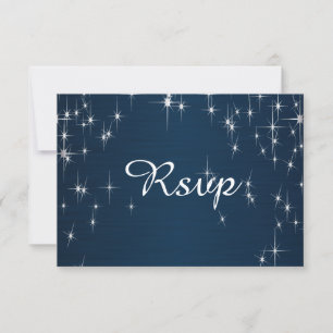 Entzückende Sternenhochzeit   Marineblau RSVP Karte
