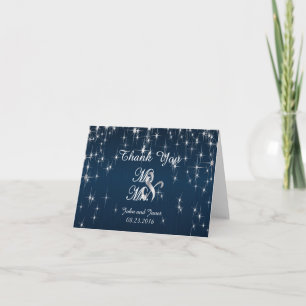 Entzückende Sternenhochzeit Pinsel-Navyblau Dankeskarte