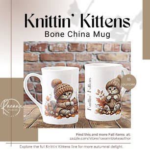 Entzückende Strickende Kätzchen Bone China Tasse