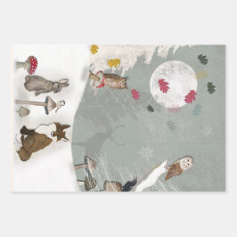 ENTZÜCKENDE TIERE AUF SCHNEEGESCHENKVERPACKUNGSBÖG GESCHENKPAPIER SET