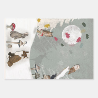 ENTZÜCKENDE TIERE AUF SCHNEEGESCHENKVERPACKUNGSBÖG GESCHENKPAPIER SET