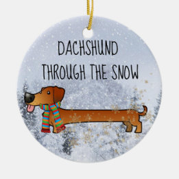 Entzückende und lustige Dackel durch den Schnee Keramik Ornament
