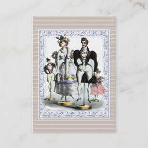Entzückende Vintage-französische Modepuppenfamilie Visitenkarte