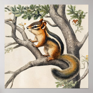 Entzückende Vintage-Illustration eines Streifenhör Poster