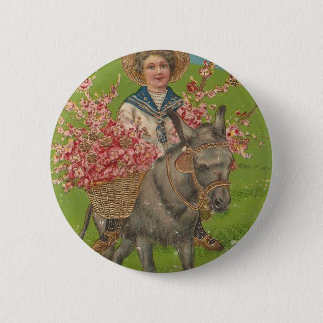 Entzückende Vintage Postkarte Button (Vorderseite)