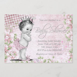 Entzückende Vintage-Rosa-Baby-Party Einladung