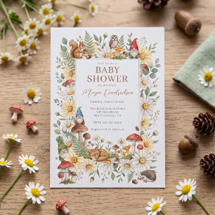 Entzückende Wald-Gnom-Baby-Party Einladung