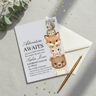 Entzückende Waldtiere Baby Shower Einladung