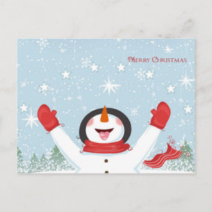 Entzückende Weihnachts-Schneemann-Postkarte Feiertagspostkarte