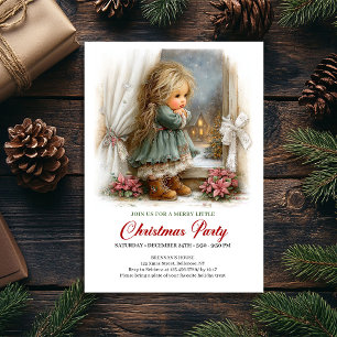 Entzückende Weihnachtsszene Mädchen Festliche Part Einladung