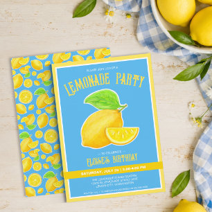 Entzückende Zitronengelb- und Blaue-Limonade-Party Einladung