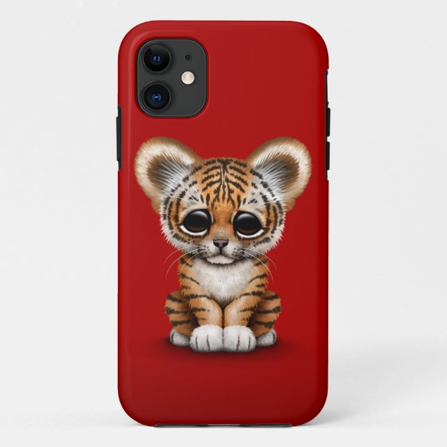 Entzückender Baby-Tiger CUB auf Rot Case-Mate iPhone Hülle (Rückseite)