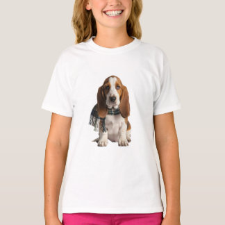 Entzückender Basset Hound im Karomuster für Kinder T-Shirt