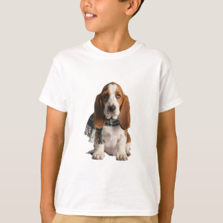 Entzückender Basset Hound im Karomuster für Kinder T-Shirt