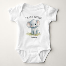 Entzückender blauer Elefant "Ich bin sanft und sta Baby Strampler