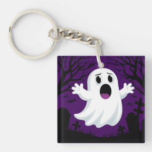 Entzückender Cartoon-Geist in gruseliger Halloween Schlüsselanhänger