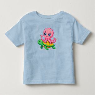 Entzückender Cartoon-Oktopus, der auf einer süßen Kleinkind T-shirt
