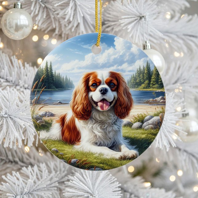 Entzückender Cavalier King Charles Spaniel Erinner Keramik Ornament (Von Creator hochgeladen)