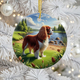 Entzückender Cavalier King Charles Spaniel Erinner Keramik Ornament