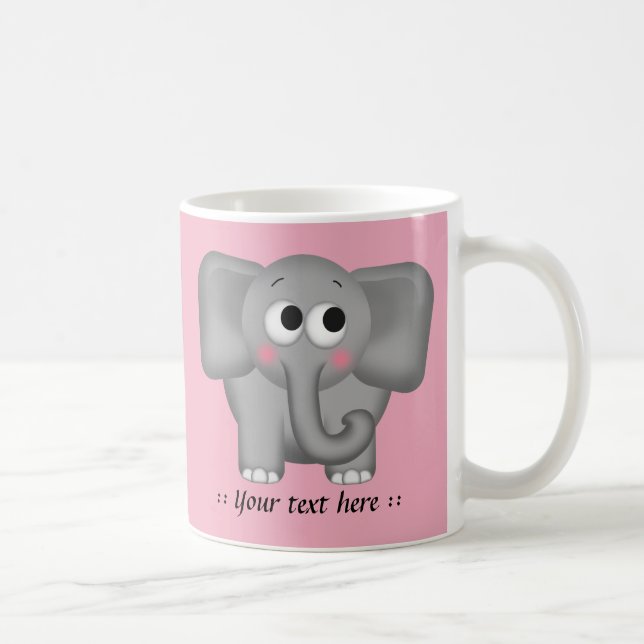 Entzückender Elefant - rosa personalisierte Tasse (Rechts)