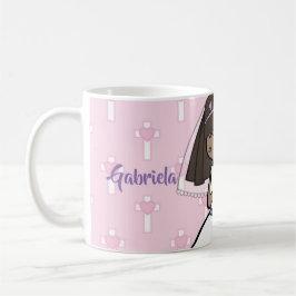 Entzückender erster brünetter Mädchenname der Kaffeetasse