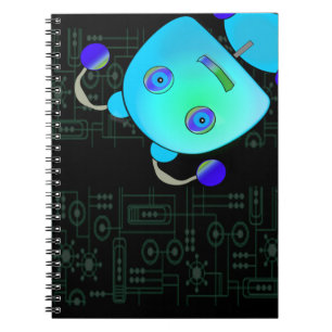 Entzückender flüchtiger Blick ein Boo-Blau-Roboter Notizblock