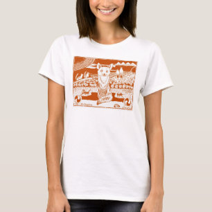 Entzückender Fox-Kunst-Entwurfs-Block-Druck-T - T-Shirt