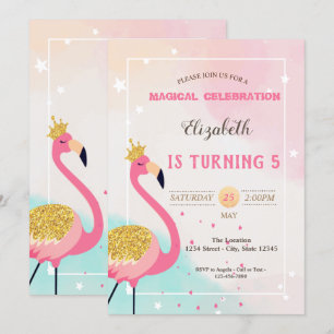 Entzückender Glitter Rosa Flamingo Geburtstag Einladung