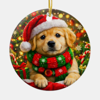 Entzückender Golden Retriever Welpe Weihnachtsbaum Keramik Ornament