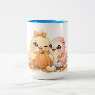 Entzückender Halloween-Vogel-Paar Keramikbecher Zweifarbige Tasse
