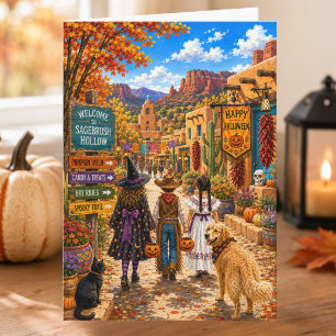 Entzückender Herbst Spanische Plaza Frohes Hallowe Karte