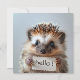 Entzückender Igel mit "Hallo!"-Schild Feiertagskarte