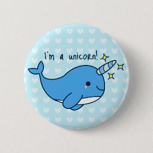 Entzückender Kawaii Narwhal Knopf Button