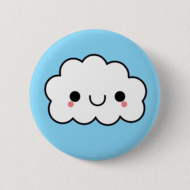 Entzückender Kawaii Wolken-Knopf Button (Vorderseite)