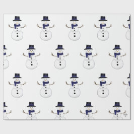 Entzückender klassischer Schneemann mit blauem Sch Geschenkpapier