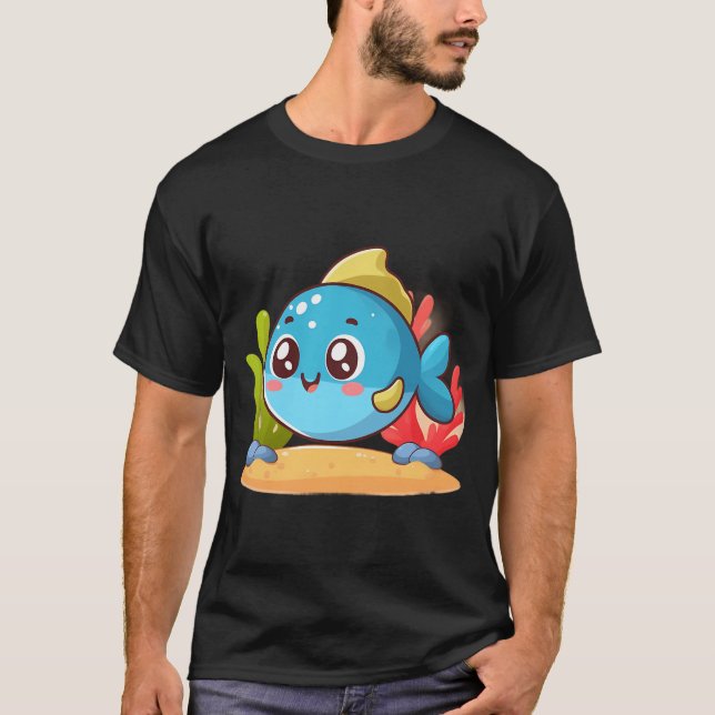 Entzückender Kleiner Blauer Fisch T-Shirt (Vorderseite)