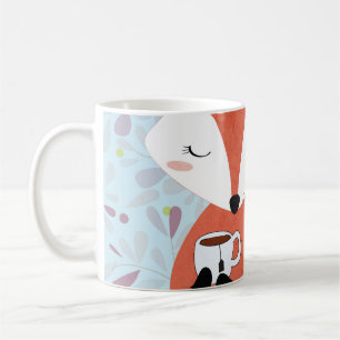 Entzückender Lady Fuchs Blatt Hintergrund Kaffeetasse