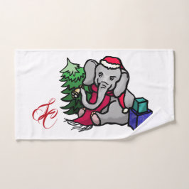 Entzückender Monogramm-Weihnachtssankt-Elefant Handtuch
