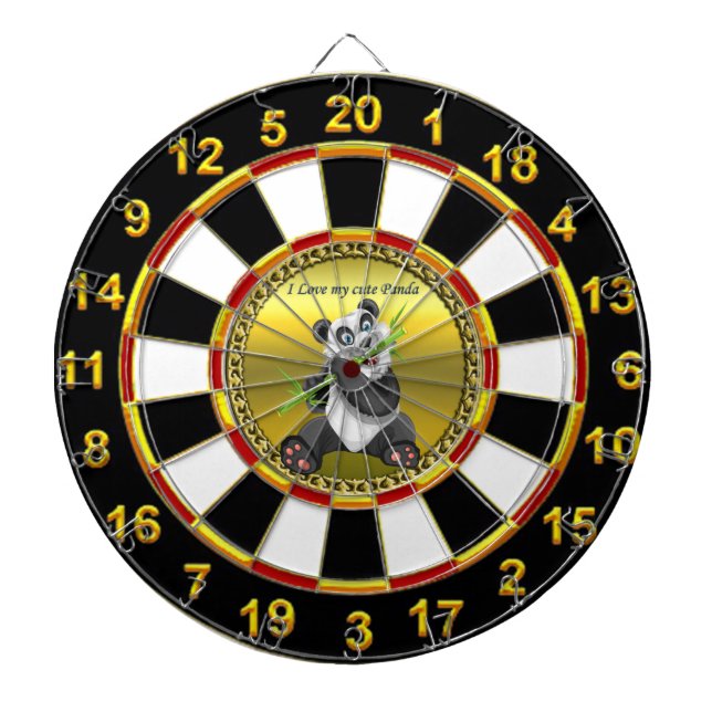 Entzückender niedlicher Pandabär, der Dartscheibe (vorne)