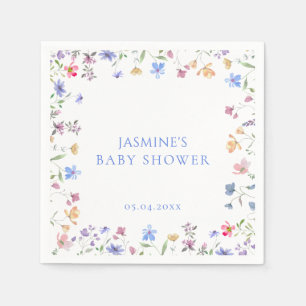 Entzückender Pastell-Wildblumengarten-Baby-Empfang Serviette