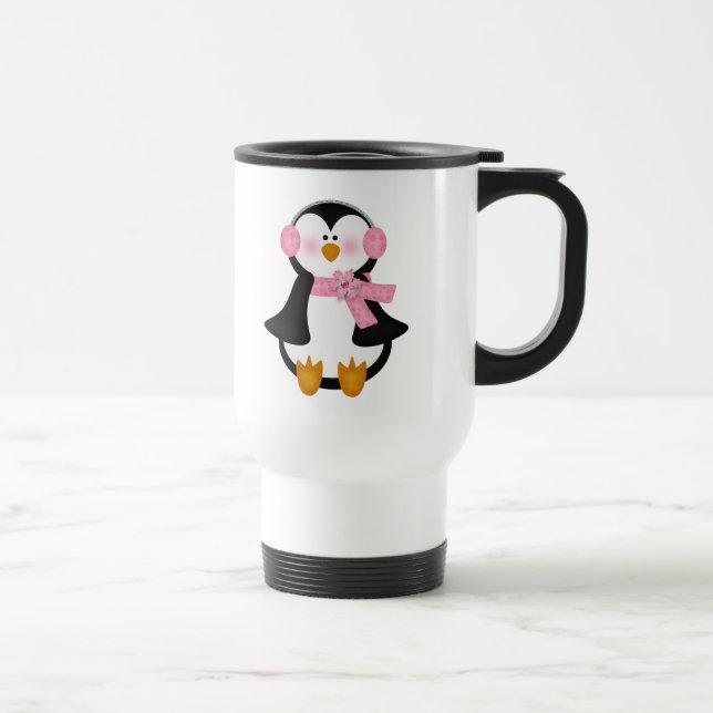 entzückender Pinguin Reisebecher (Rechts)