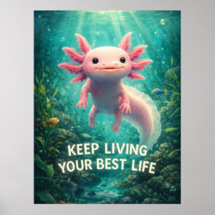 Entzückender Rosa Axolotl mit motivierendem "Beste Poster