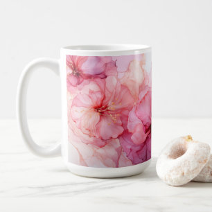 Entzückender rosa Blumenbecher für Kaffee und Tee Kaffeetasse
