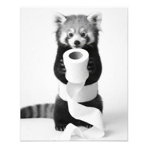 Entzückender Roter Panda mit Toilettenpapier Minim Fotodruck