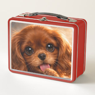 Entzückender Ruby Cavalier Spaniel Metall Brotdose