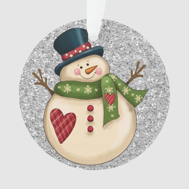 Entzückender Schneemann-Schmuck oder -Anhänger Ornament (Vorderseite)
